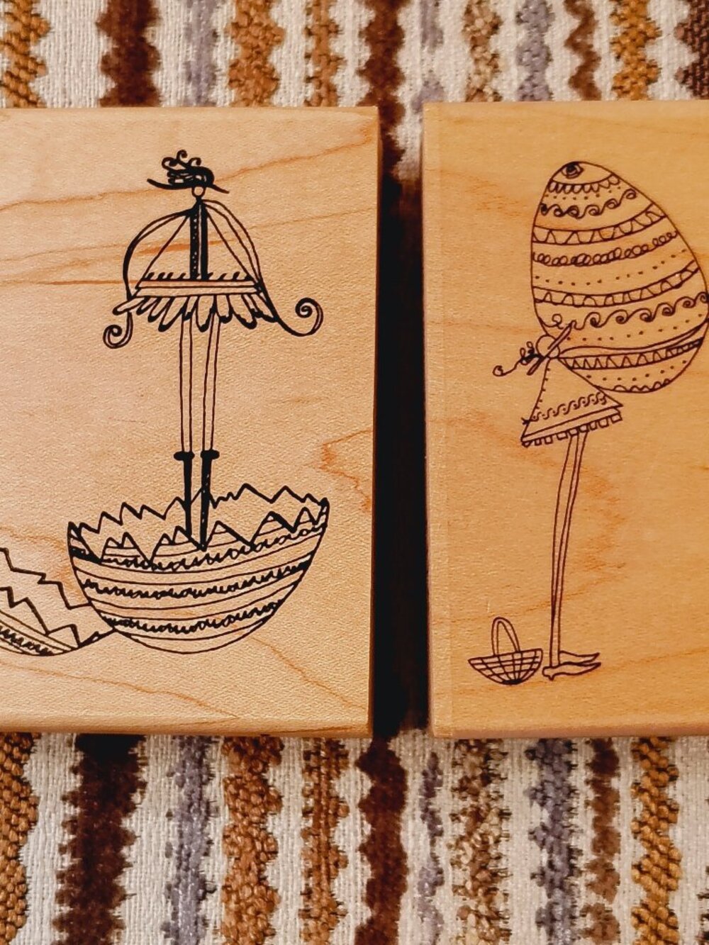 Karen Stolper Hatching And Egg American Art Rubber Stamps Lot Of 2